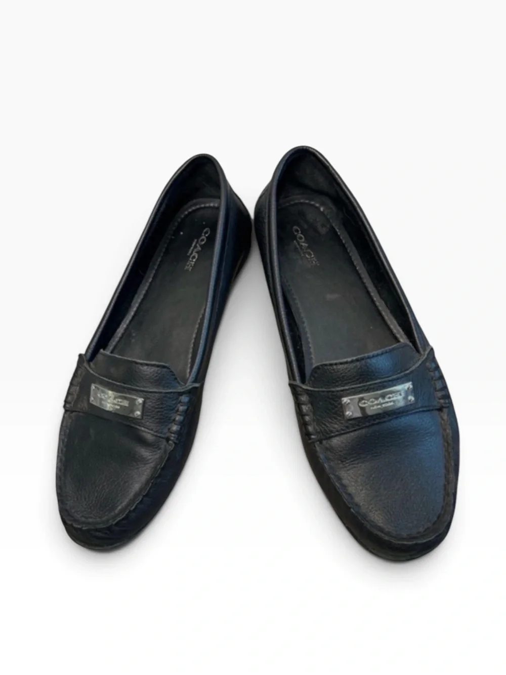 Coach Fredrica Black Pebbled Leather loafer flats size 8.5